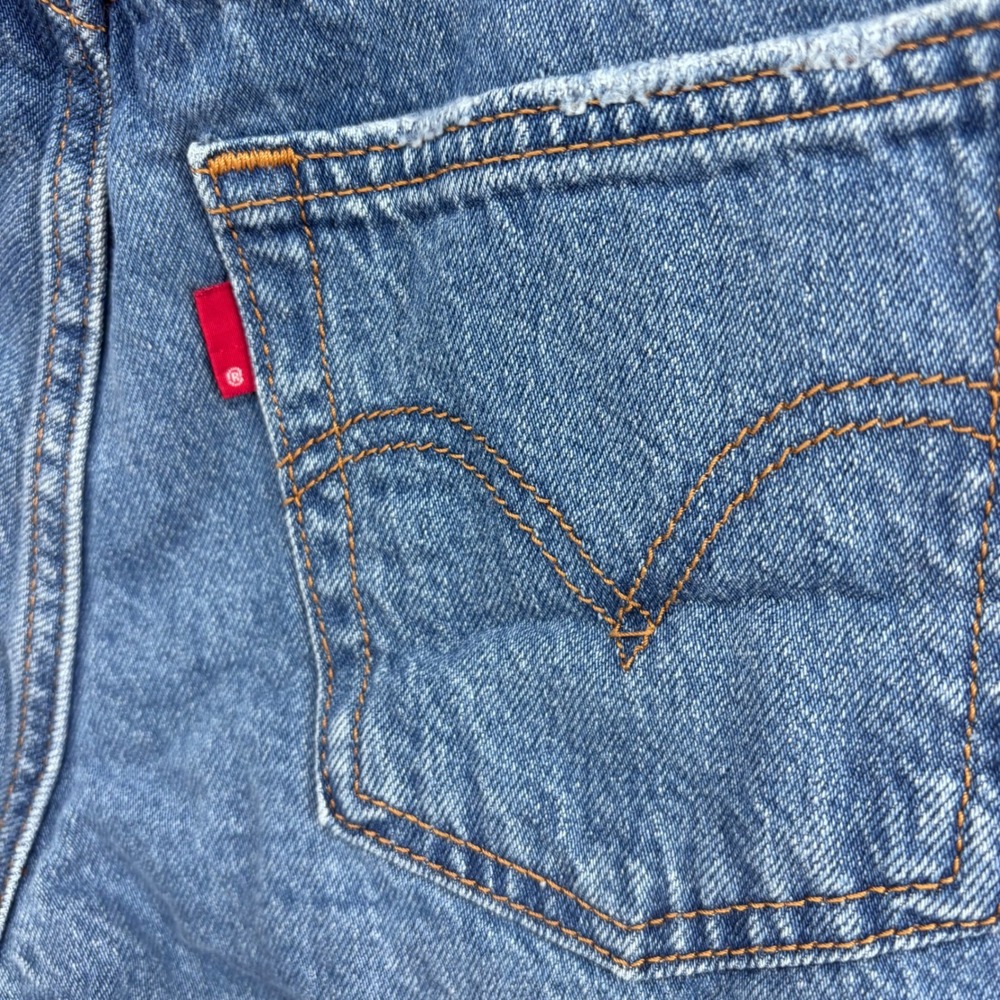 Levi's Premium Ribcage Denim Shorts Women's Size 24 Distressed Frayed‎ Blue - Picture 7 of 8